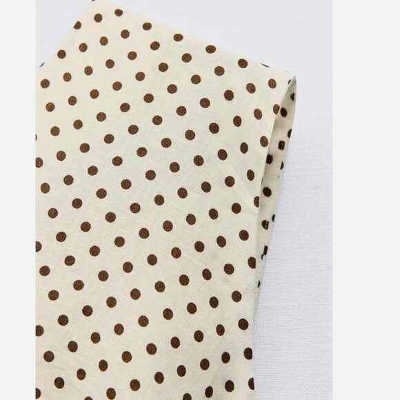 Zara Women Linen Blend Polka Dot Midi Dress Beige/Ecru Size M NEW WITH TAG! - Picture 7 of 7